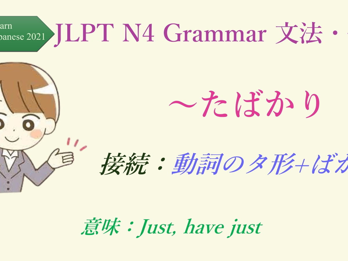 096 JLPT N4 Grammar 文法・例文：～たばかり